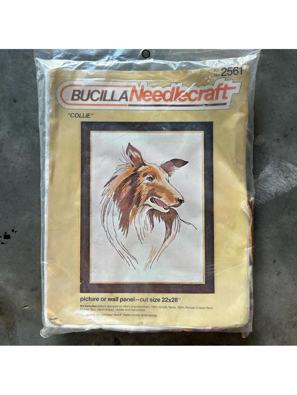 Vintage Bucilla Needlecraft Collie Dog 18X24 Kit #2561 | NEW in SEALED Package